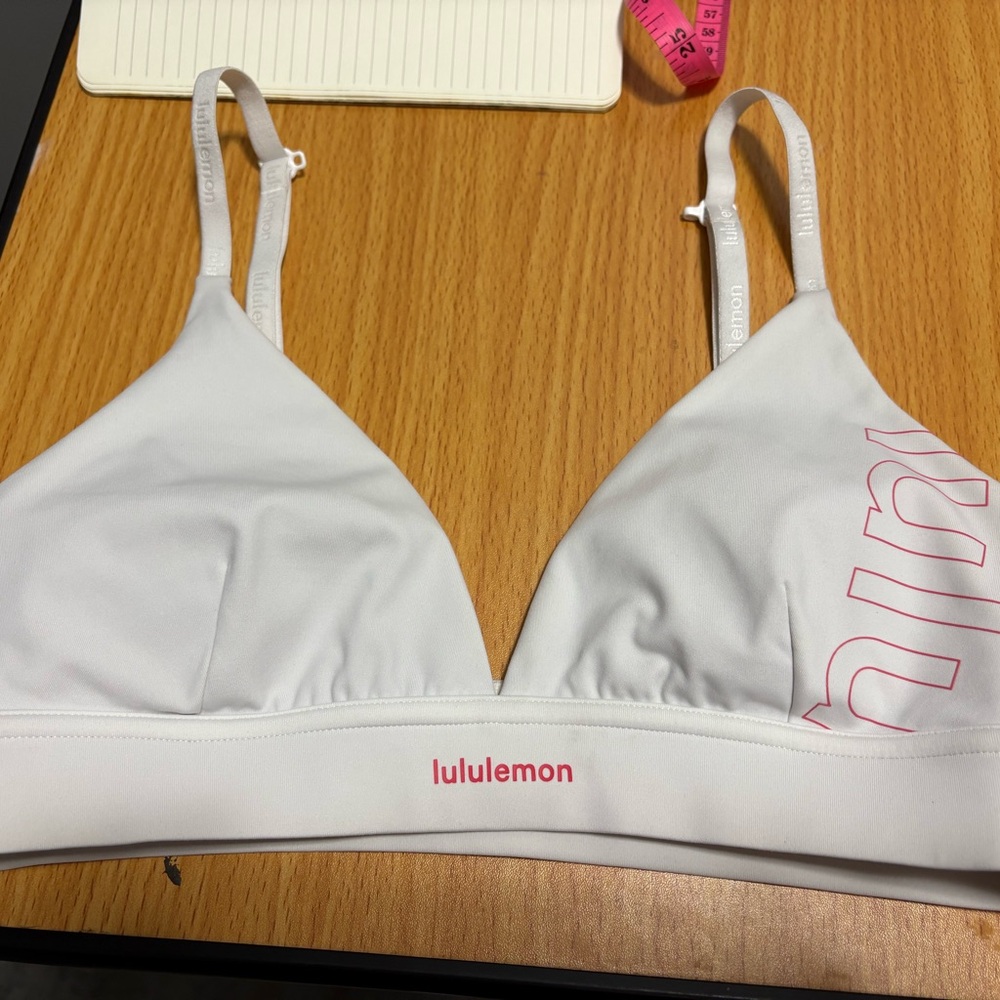 lululemon athletica White Bralette with red Logo Accents